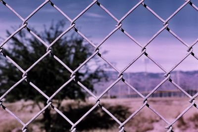 Chainlink fence seen through chainlink fence