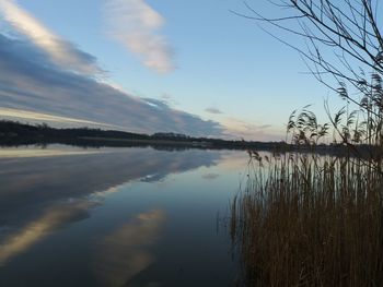 Scenic view of lake against sky