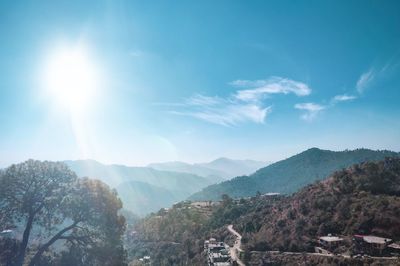 Scenic view of the mountains against a vlear blue sky