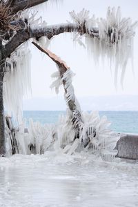 Scenic view of frozen sea against sky