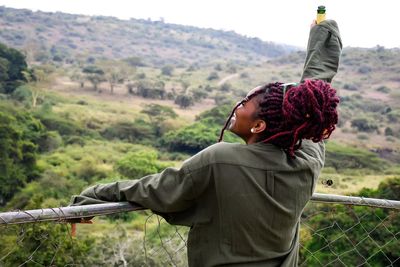 Woman looking at mountain