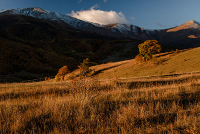 Scenic view of mountains against sky