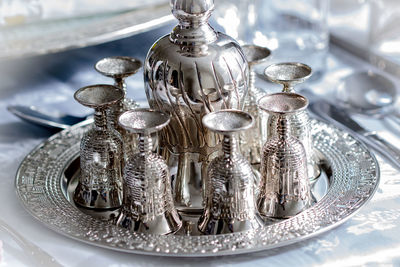 Close-up of silverware on table