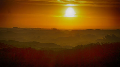 Scenic view of silhouette landscape against sky during sunset