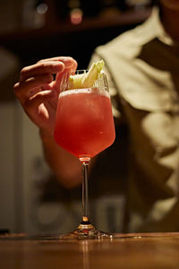 Close-up of drink in glass on table