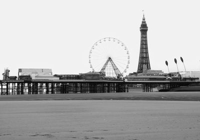 View of blackpool's famous landmark from the beach 