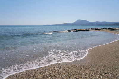 Scenic view of sea against clear sky