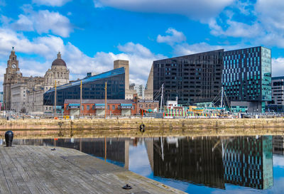 Reflection of buildings in city