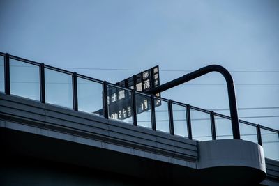 Low angle view of staircase against clear sky