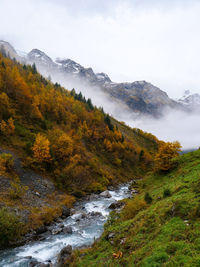 Scenic view of mountains against sky