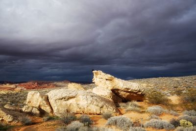 Scenic view of rock formations against sky