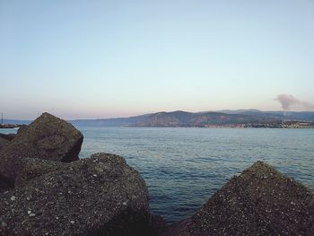 Scenic view of sea against clear sky