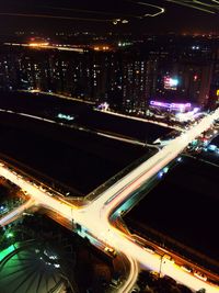 Cars moving on road at night