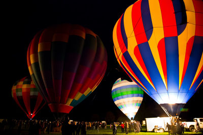 View of hot air balloons at night