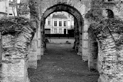 Narrow walkway in old building