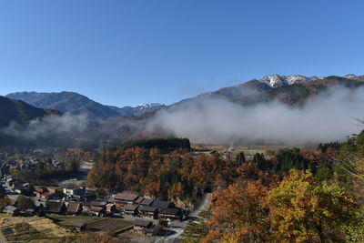 Scenic view of mountains against clear sky