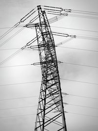 Low angle view of electricity pylon against sky