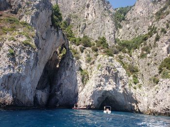 Scenic view of rock formation in sea