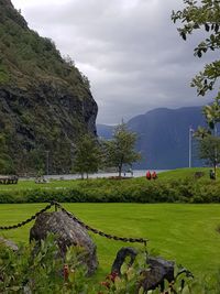 Scenic view of mountains against sky