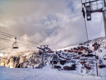 Overhead cable car in winter