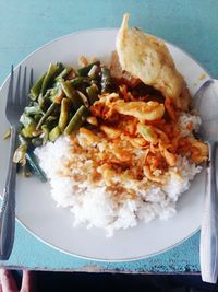 Close-up of food in plate on table