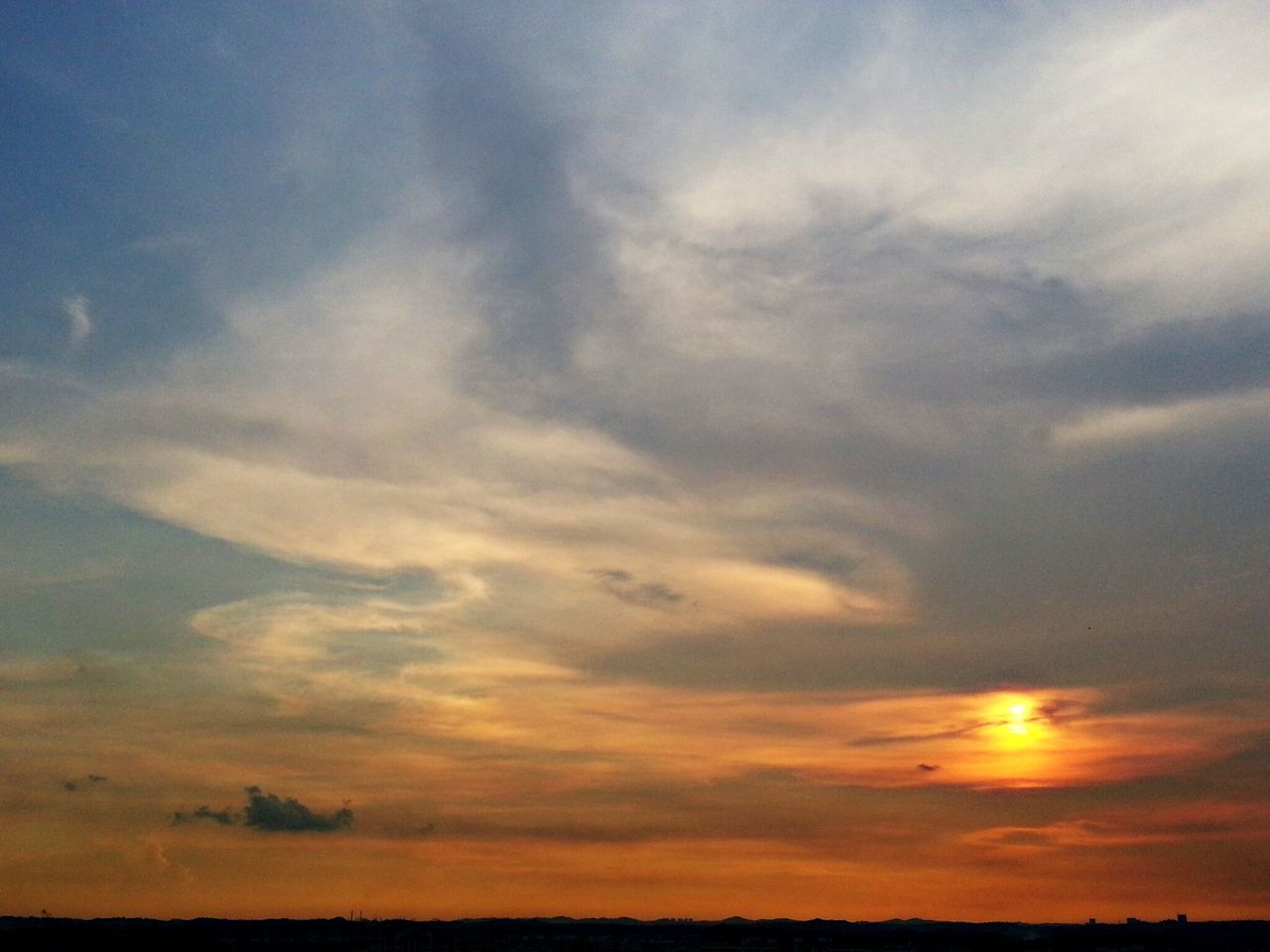 sunset, sky, scenics, tranquil scene, tranquility, beauty in nature, silhouette, cloud - sky, nature, idyllic, orange color, landscape, cloud, dramatic sky, cloudy, outdoors, majestic, no people, moody sky, low angle view