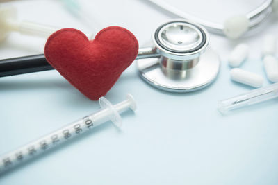 Close-up of heart shape on table