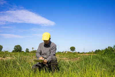 Man working on field