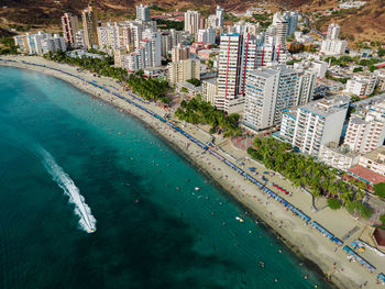 High angle view of city at beach
