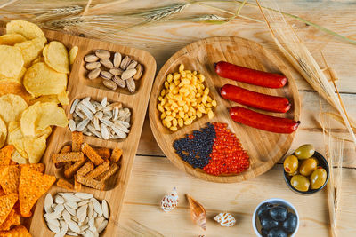 High angle view of fruits on table