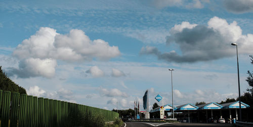 Panoramic view of buildings against cloudy sky