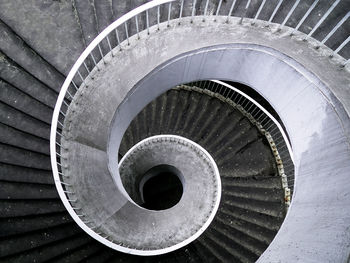 High angle view of spiral stairs