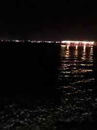 Scenic view of sea against sky at night