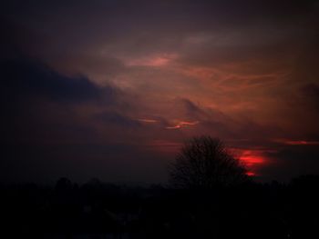 Silhouette trees against sky at sunset