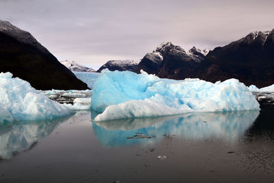 Scenic view of frozen lake against sky