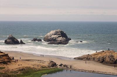 Scenic view of beach against clear sky
