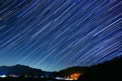 Scenic landscape against sky at night