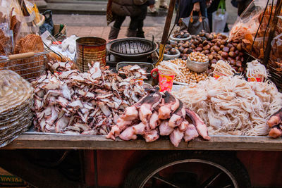 Close-up of squid for sale at market