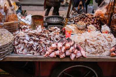 Close-up of squid for sale at market