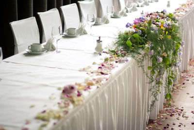 Close-up of white flower on table