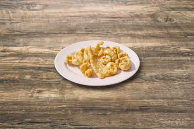 High angle view of breakfast served on table