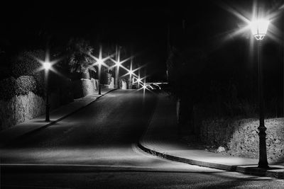 Light trails on street at night