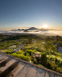 Scenic view of landscape against sky during sunset