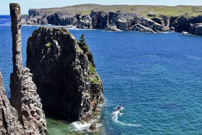 High angle view of sea and rocks