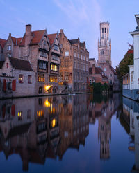 Historic buildings on the canals of bruges, belgium