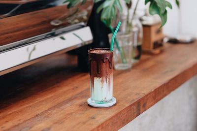 Close-up of cold coffee on table