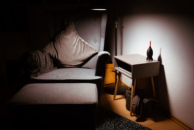 Chair in warm light in living room