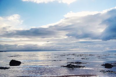 Scenic view of sea against cloudy sky