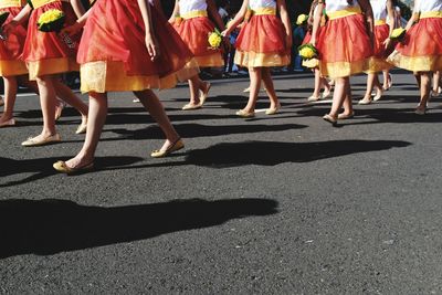 Low section of people on street