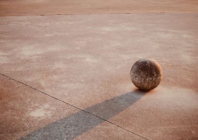 High angle view of ball on floor